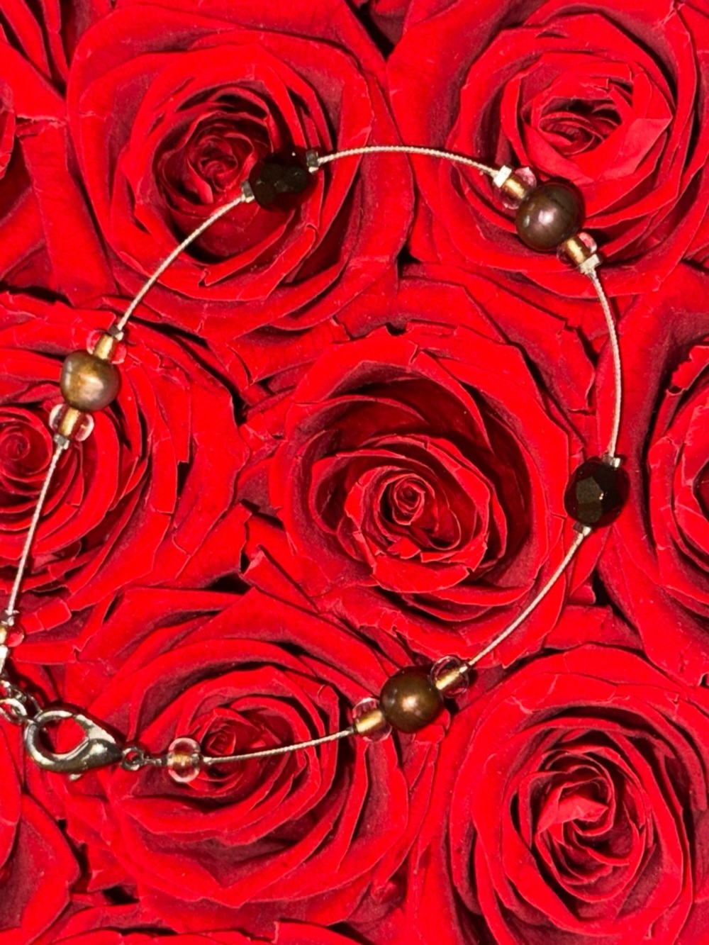 Brown Beaded Wire Bracelet Adjustable Earth Tone Minimalist Boho Chic